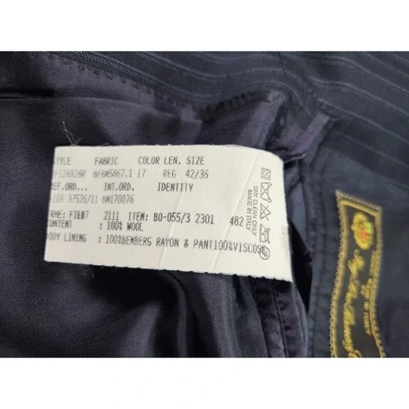 Brooks Brothers Suit Jacket 42 R Navy Wool Striped Loro Piana Italy Luxury Sport